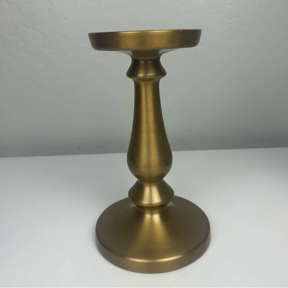 Ikea set of two gold pillar candle holders 8.5 inches